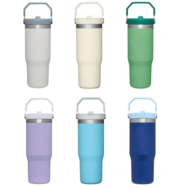 Regular Tumbler Handle Lid 30oz Stainless Steel Big Capacity Beer with Flip Straw Insulated Travel Coffee Mug for - Image 2