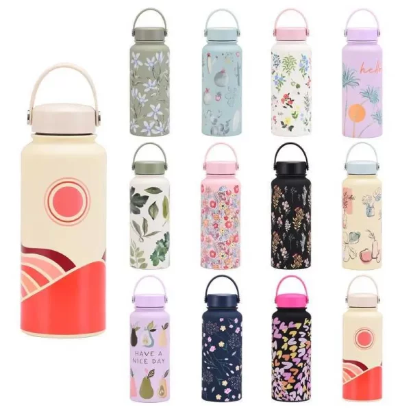 1L hot vacuum insulated stainless steel water cup large capacity outdoor sports sealed water bottle