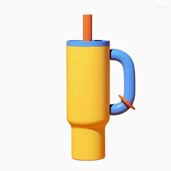 Water Bottles Straw Insulated Cup 1050ml Customization  Stainless Steel Liner Large Capacity Desktop - Image 2