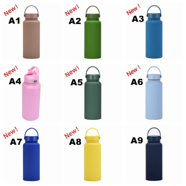 1L Stainless Steel Water Bottle Leak-Proof Metal Sports Flask Vacuum Thermal Insulation Water Bottles Colorful 1000ml Sports Bottles - Image 2