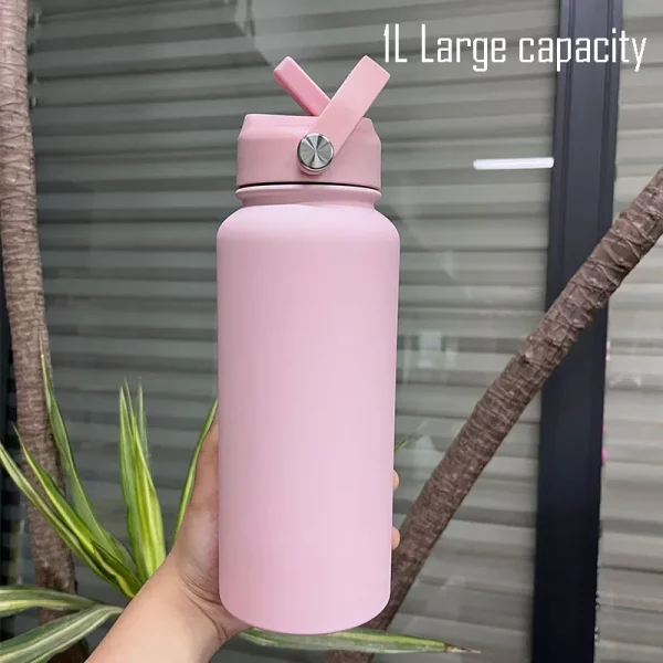 1L Sports WATER Bottle, Name Customization,Stainless Steel Capacity Vacuum Flas Drinkware Large Mouth Thermos CUP - Image 2