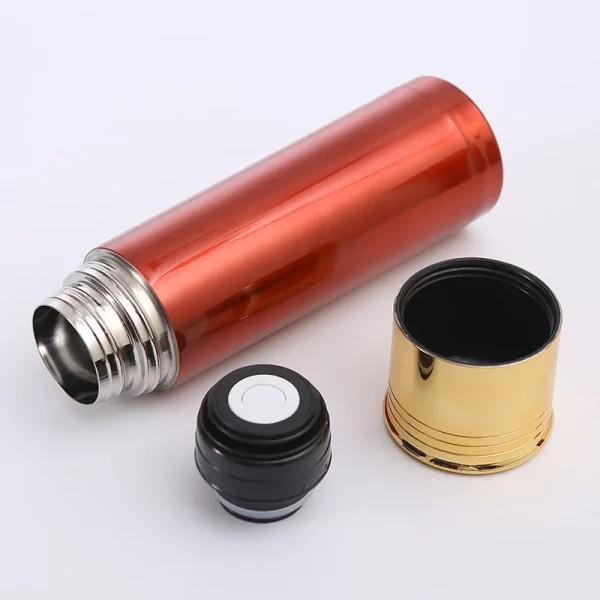 25oz 32oz short gun shell water bottle with gold lid red stainless steel vucuum insulated drinking bottles 750ml 1000ml flat top bullet shape sports flasks - Image 2