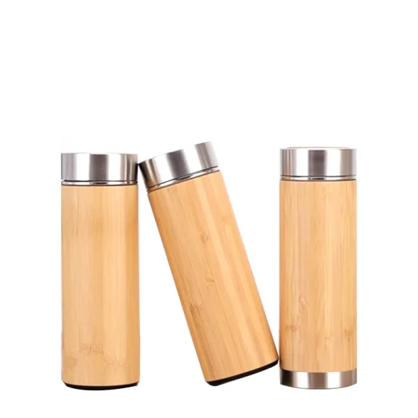 Bamboo Stainless Steel Vacuum Mug Car Straight Water Bottle Purple Clay Liner Handy Tumbler Business Gift