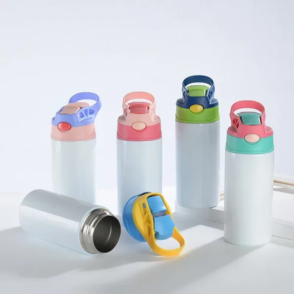 6-colors Sublimation Sippy Cup 350ml Children Water Bottles with Straw Lid Portable Stainless Steel Drinking Tumbler for kids - Image 2